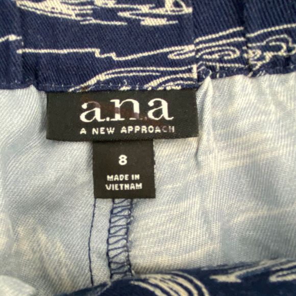 A.n.a Shorts 8 Knit Paperbag Blue Beach Tropical Palm Tree Lightweight Hawaii - Picture 6 of 6